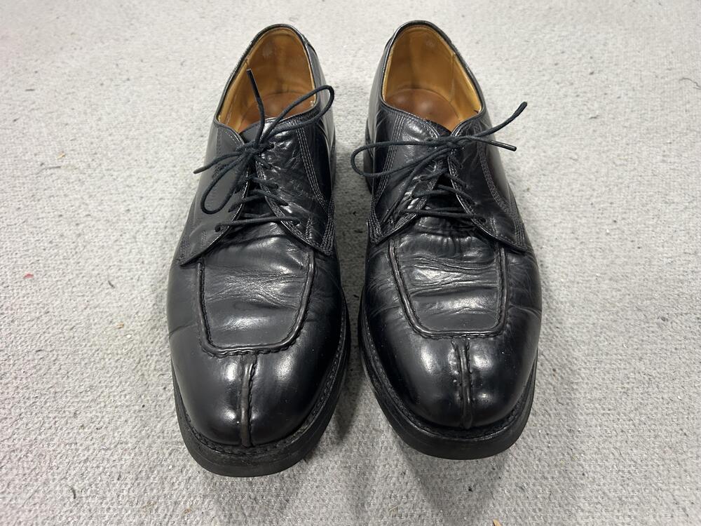 Allen Edmonds Dellwood Shoes 11.5 Black Split Toe Vibram Sole Leather Oxfords